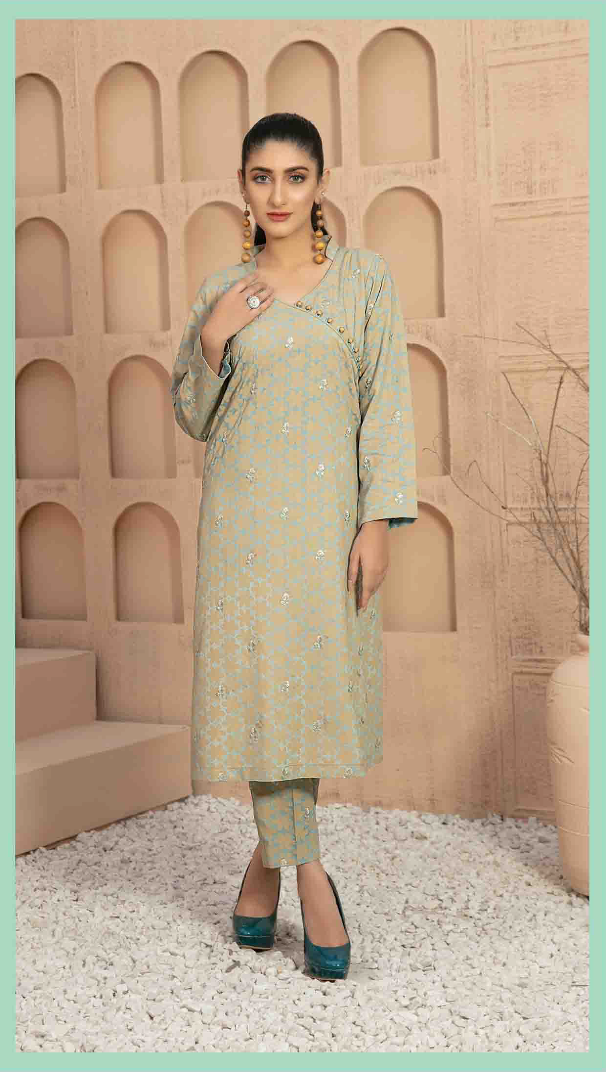 D-7722 - Readymade 2PC - Embroidered Viscose Paste Print Collection - VINA by Tawakkal (Pret)