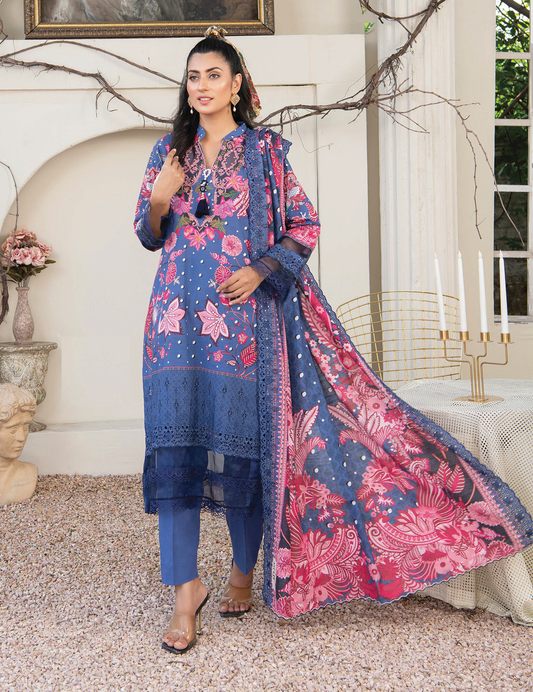 D-01 - Fully Stitched 3PC - Printed & Embroidered Slub Khaddar Collection - RANGRANI by Zeeshan Arts