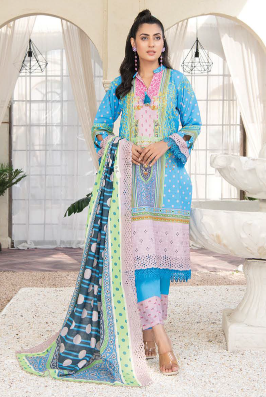 D-03 - Fully Stitched 3PC - Printed & Embroidered Slub Khaddar Collection - RANGRANI by Zeeshan Arts