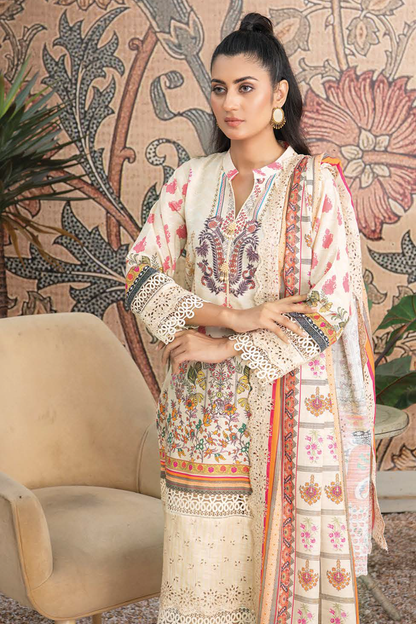 D-05 - Fully Stitched 3PC - Printed & Embroidered Slub Khaddar Collection - RANGRANI by Zeeshan Arts