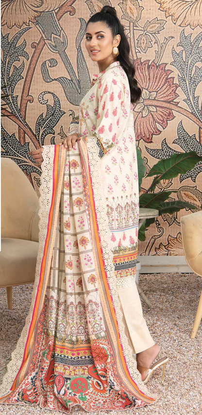 D-05 - Fully Stitched 3PC - Printed & Embroidered Slub Khaddar Collection - RANGRANI by Zeeshan Arts