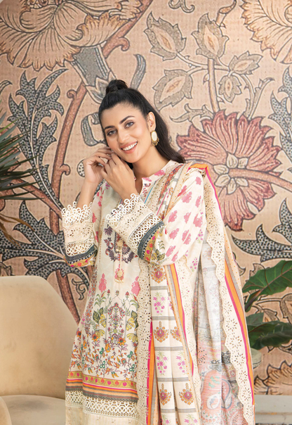 D-05 - Fully Stitched 3PC - Printed & Embroidered Slub Khaddar Collection - RANGRANI by Zeeshan Arts