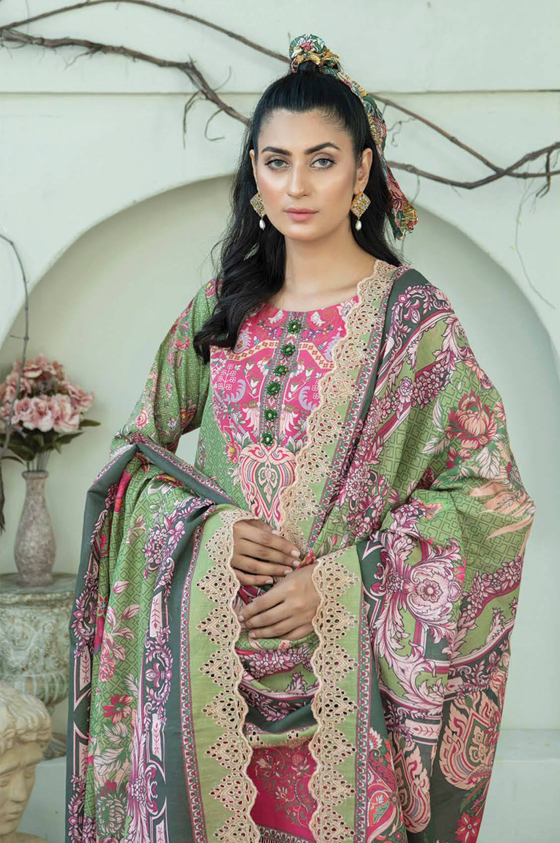 D-06 - Fully Stitched 3PC - Printed & Embroidered Slub Khaddar Collection - RANGRANI by Zeeshan Arts