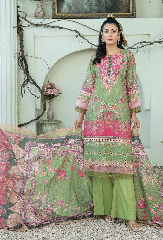 D-06 - Fully Stitched 3PC - Printed & Embroidered Slub Khaddar Collection - RANGRANI by Zeeshan Arts