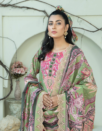 D-06 - Fully Stitched 3PC - Printed & Embroidered Slub Khaddar Collection - RANGRANI by Zeeshan Arts