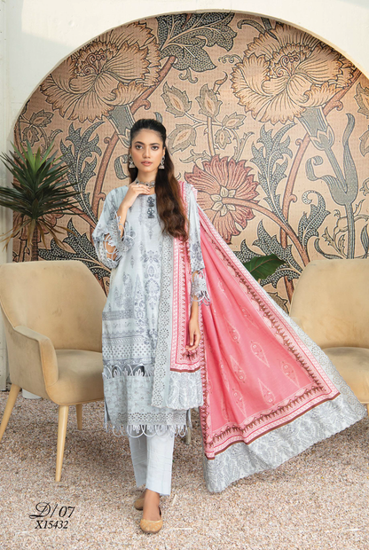 D-07 - Fully Stitched 3PC - Printed & Embroidered Slub Khaddar Collection - RANGRANI by Zeeshan Arts