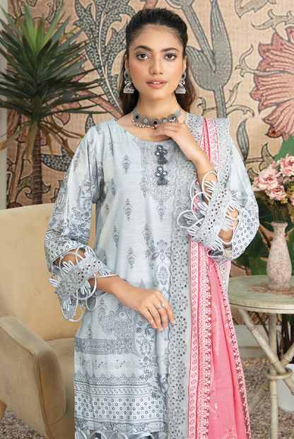 D-07 - Fully Stitched 3PC - Printed & Embroidered Slub Khaddar Collection - RANGRANI by Zeeshan Arts