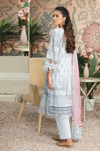 D-07 - Fully Stitched 3PC - Printed & Embroidered Slub Khaddar Collection - RANGRANI by Zeeshan Arts