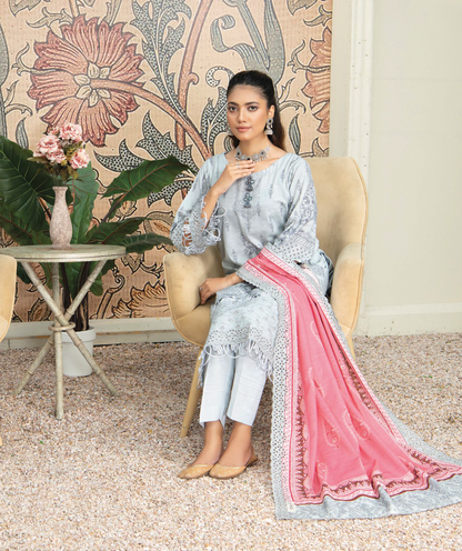 D-07 - Fully Stitched 3PC - Printed & Embroidered Slub Khaddar Collection - RANGRANI by Zeeshan Arts