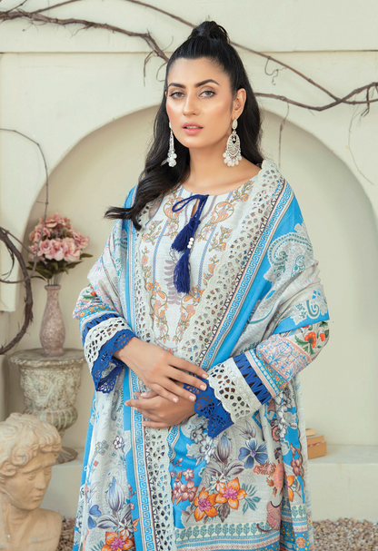 D-09 - Fully Stitched 3PC - Printed & Embroidered Slub Khaddar Collection - RANGRANI by Zeeshan Arts