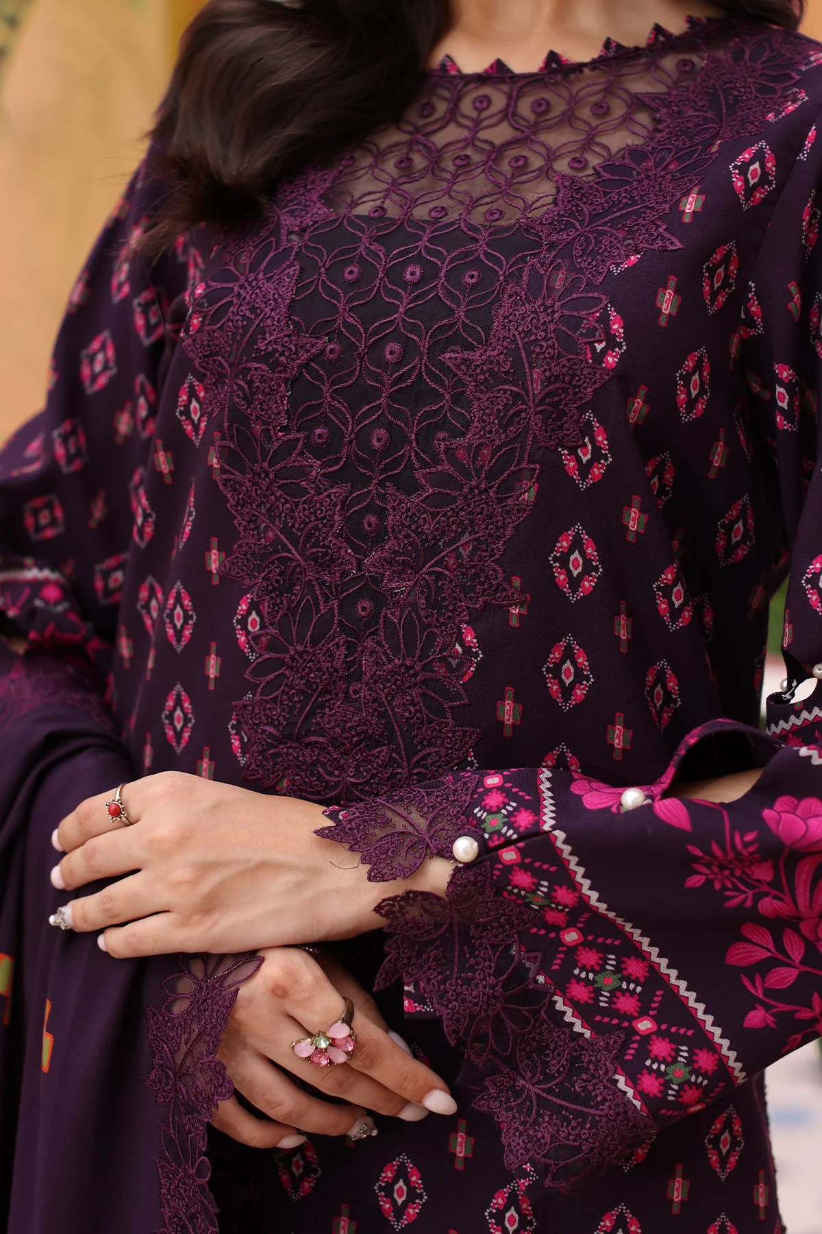 SHW4-01 - Fully Stitched 3PC - Printed & Embroidered Staple (Linen) Collection - SHEEN by Charizma