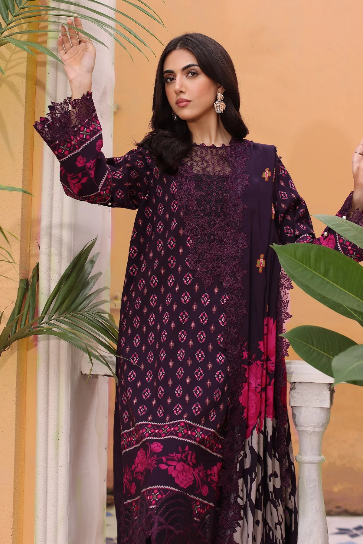 SHW4-01 - Fully Stitched 3PC - Printed & Embroidered Staple (Linen) Collection - SHEEN by Charizma