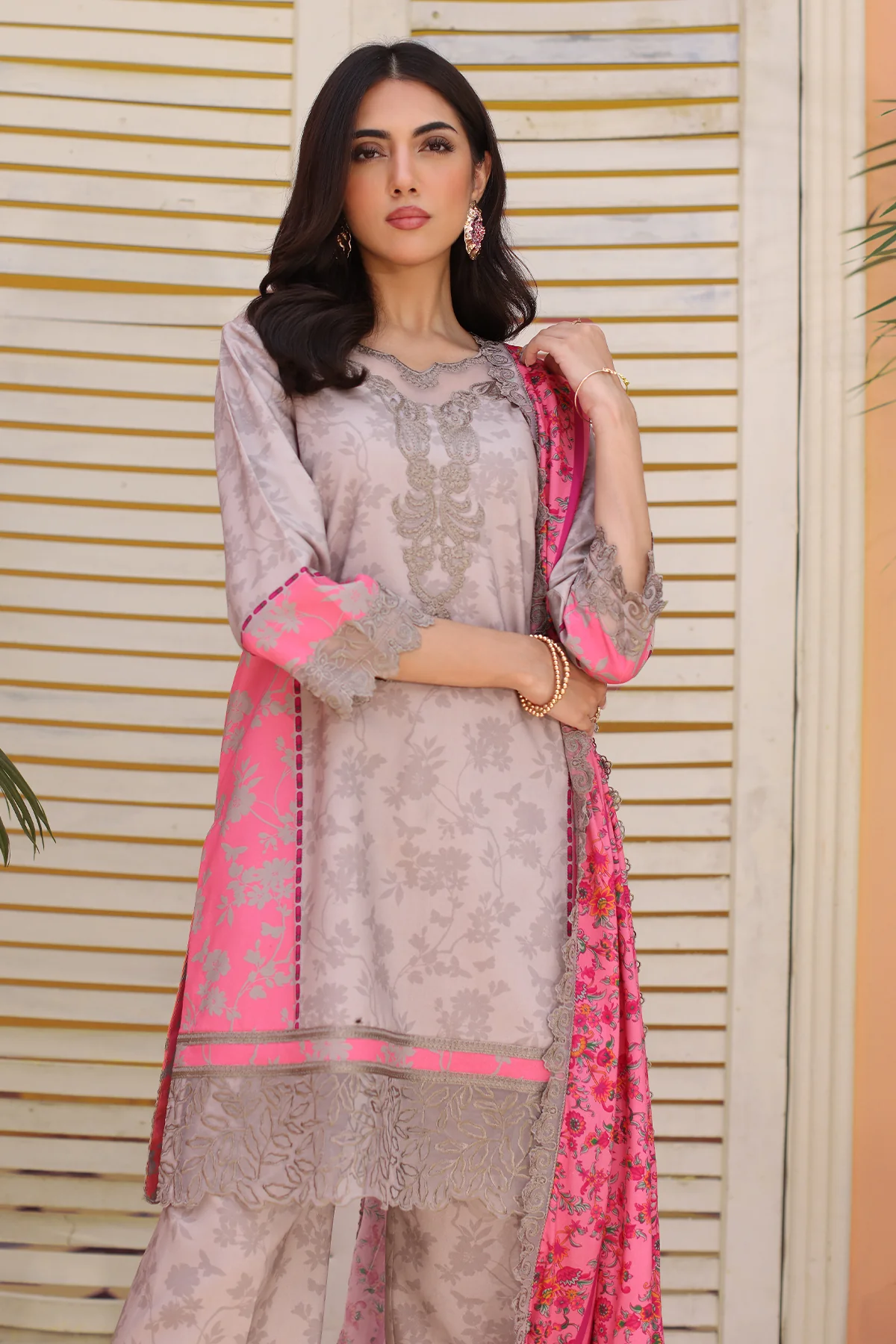 SHW4-04 - Fully Stitched 3PC - Printed & Embroidered Staple (Linen) Collection - SHEEN by Charizma