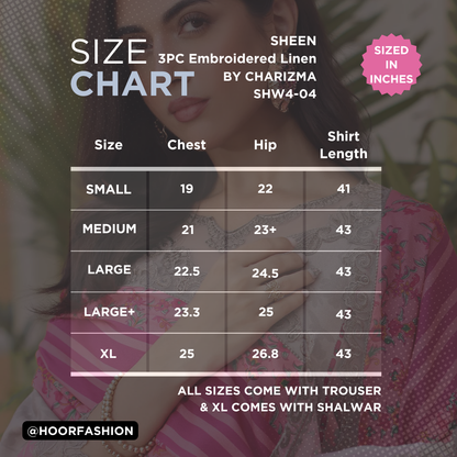 SHW4-04 - Fully Stitched 3PC - Printed & Embroidered Staple (Linen) Collection - SHEEN by Charizma