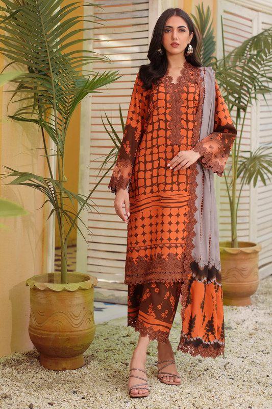 SHW4-08 - Fully Stitched 3PC - Printed & Embroidered Staple (Linen) Collection - SHEEN by Charizma