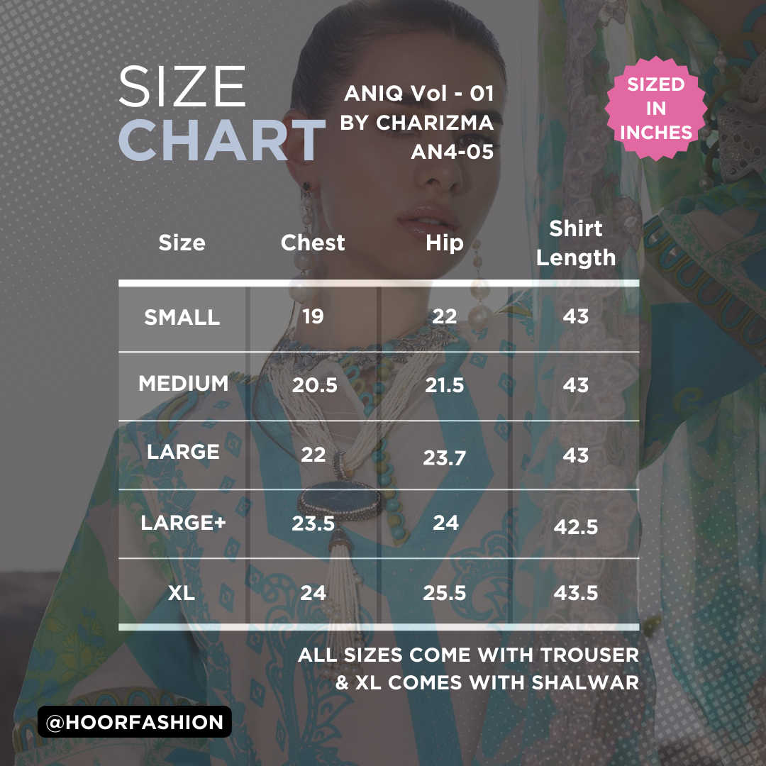 AN4-05 - Fully Stitched 3PC - ANIQ Printed & Embroidered Lawn Collection by Charizma