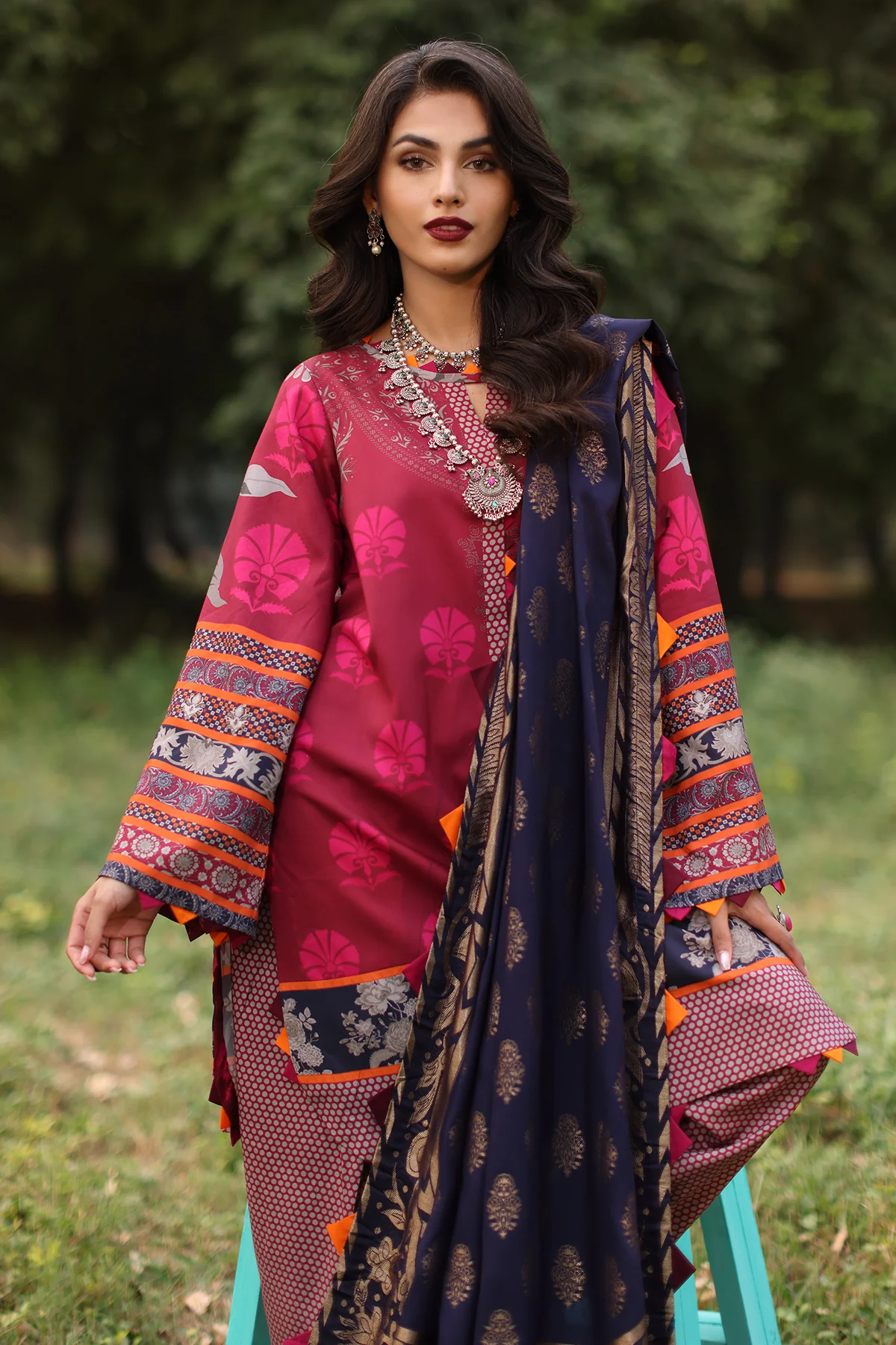 SPW4-02 - Fully Stitched 3PC - Printed Linen Collection - Signature Print by Charizma