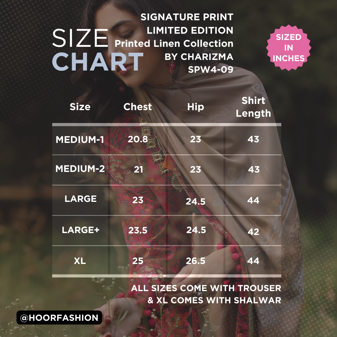 SPW4-09 - Fully Stitched 3PC - Printed Linen Collection - Signature Print by Charizma